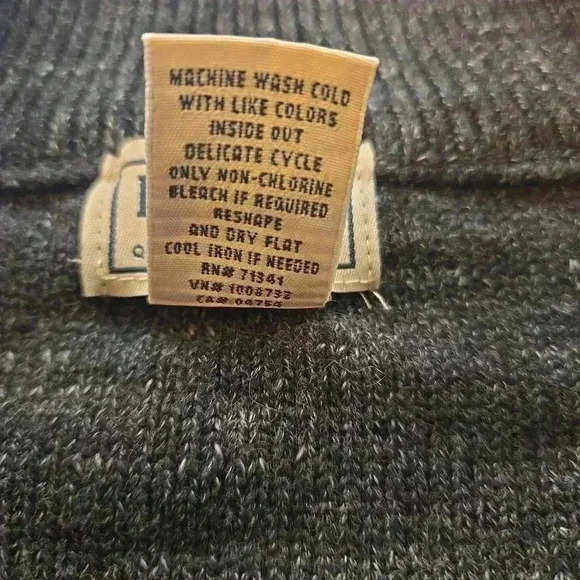 VTG L.L. Bean 1/4 Zip Pull On Organic Cotton Sweater Dark Gray Size XXL - Picture 5 of 8
